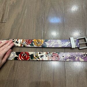 Vintage Ed hardy real leather belt. Size small!